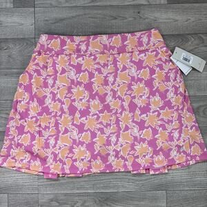 Bermuda Sands Suri Flamingo Golf Tennis Skort Pleated Pink Pattern sz M